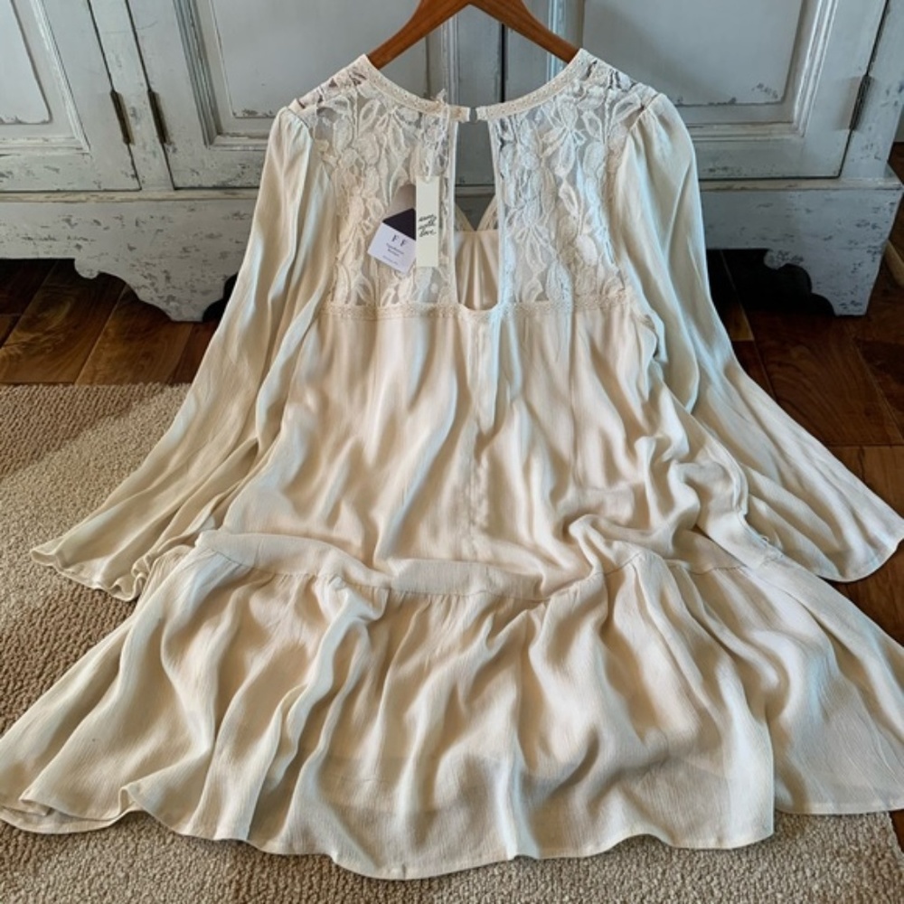 Boho Ethereal Lace Long Sleeve Tunic Dress - Picture 3 of 6